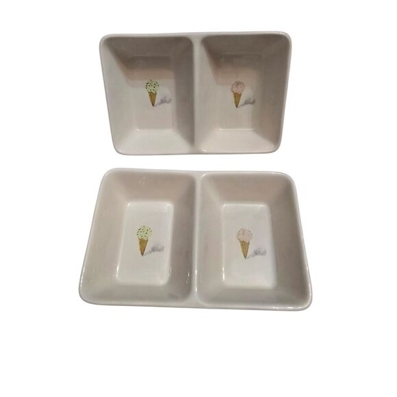 Rae Dunn Other - Magenta Rae Dunn Artisan Ice Cream Cones Divided Food Dish Mint Chocolate Strawb